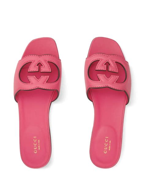 gucci light blue slides|Gucci cut out slides.